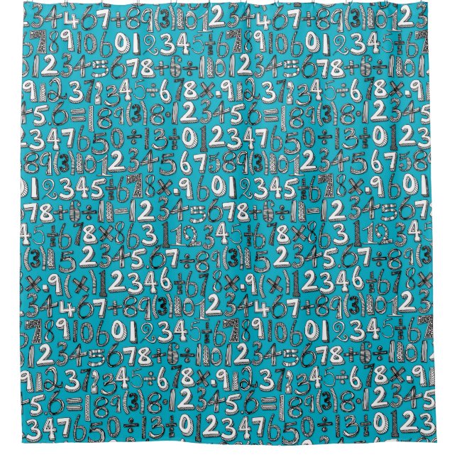 Rideaux De Douche bleu de griffonnage de maths (Devant)