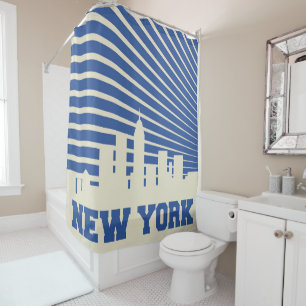 Rideaux De Douche Bleu de New York