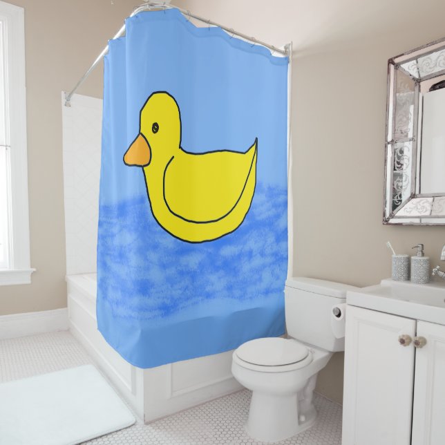 Rideaux De Douche Bleu Ducky (En situation)