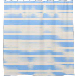 Rideaux De Douche Bleu et beige cinq rayures motif