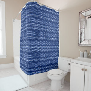 Rideaux De Douche Bleu et blanc au bord de la mer