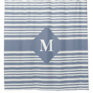 Rideaux De Douche Bleu et blanc monogrammes