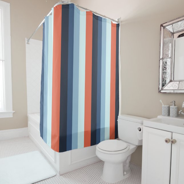 Rideaux De Douche Bleu et orange (En situation)