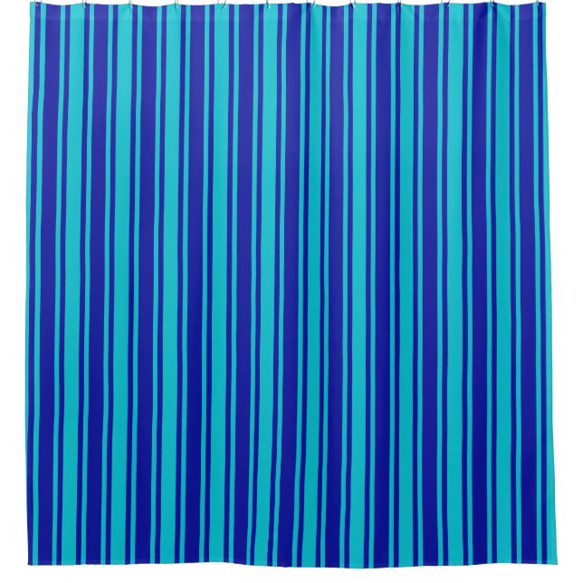 Rideaux De Douche Bleu et turquoise bandes bonbons (Devant)
