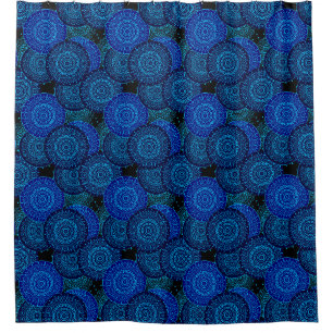 Rideaux De Douche Bleu foncé mandala rond style oriental