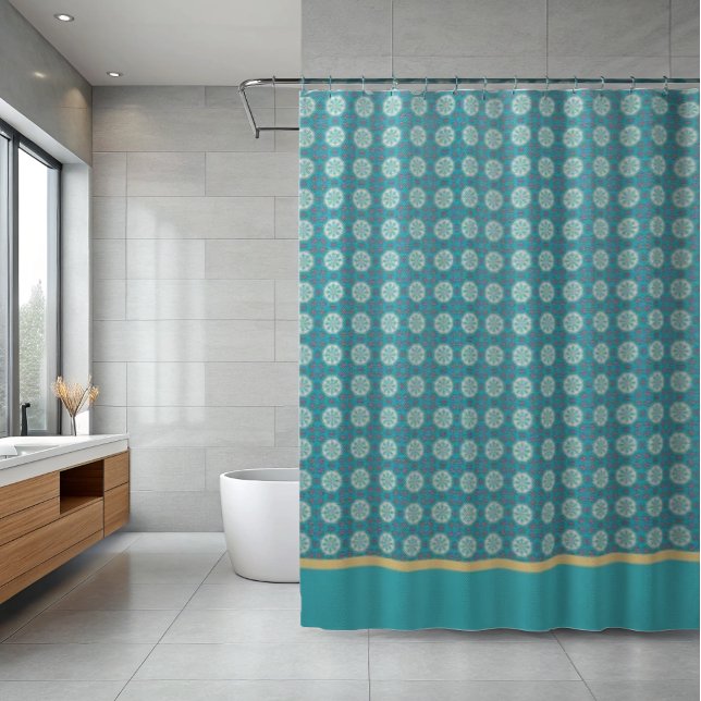 Rideaux De Douche Bleu Géométrique  (Créateur téléchargé)