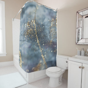 Rideaux De Douche Bleu Gold Glitter Glam 1