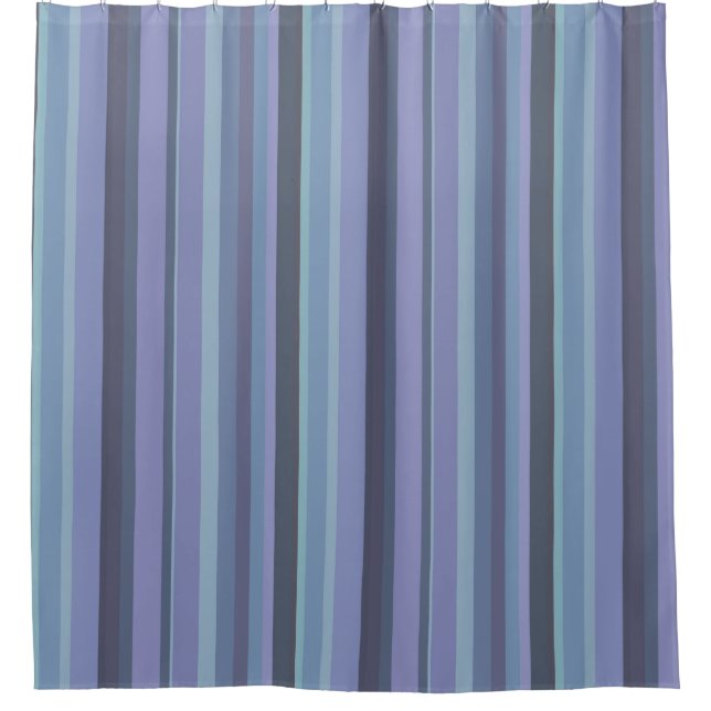 Rideaux De Douche Bleu-gris, bandes horizontales (Devant)