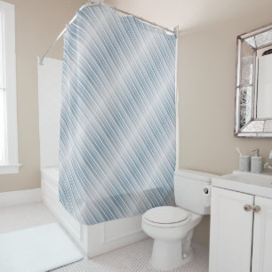 Rideaux De Douche Bleu gris rayé élégant