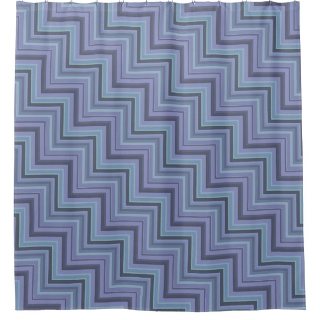 Rideaux De Douche Bleu gris rayures motif (Devant)