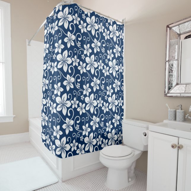 RIDEAUX DE DOUCHE BLEU HAWAII (BLEU DE LA MARINE) (En situation)