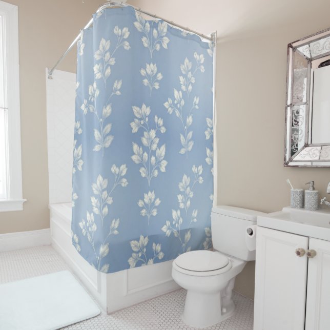 Rideaux De Douche Bleu Ivy (En situation)
