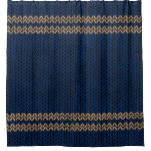 Rideaux De Douche Bleu Knit-look Motif de bande