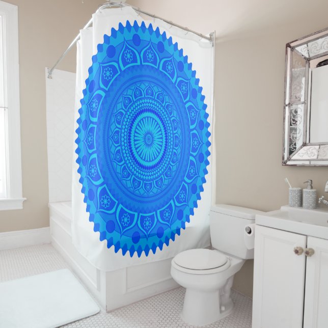 Rideaux De Douche Bleu mandala indien (En situation)