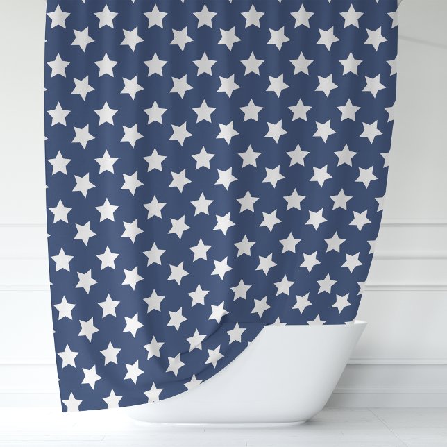 Rideaux De Douche Bleu marine et étoiles blanches (Créateur téléchargé)