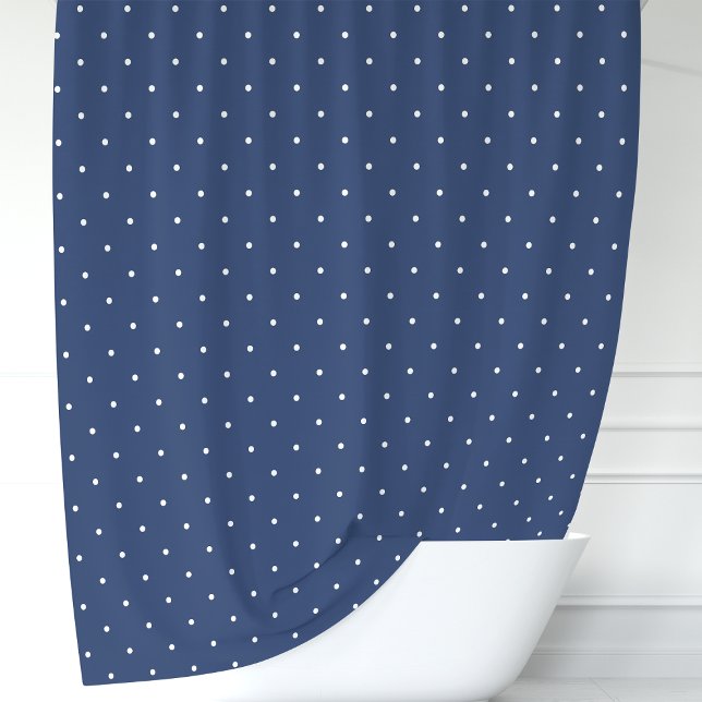 Rideaux De Douche Bleu marine et pois blancs (Créateur téléchargé)