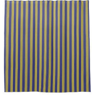 Rideaux De Douche Bleu marine et rayures jaune citron