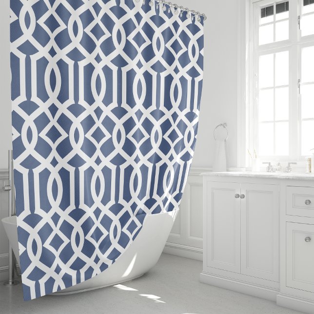 Rideaux De Douche Bleu marine et treillis blanc (Créateur téléchargé)