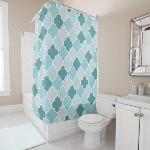Rideaux De Douche Bleu Marocain Trellis, Lattes, Quatrefoil