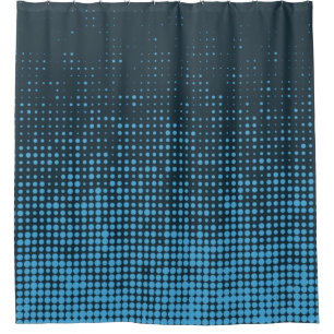 Rideaux De Douche Bleu, moderne, rétro, cool, motif à points tendanc