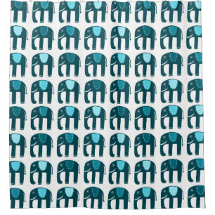 Rideaux De Douche Bleu Motif éléphant