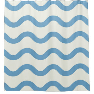 Rideaux De Douche Bleu Nautique Super Wavy Stripe moderne minimalist