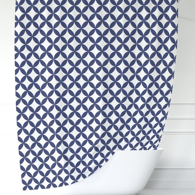Rideaux De Douche Bleu Nuit et Géométrique Blanc (Créateur téléchargé)