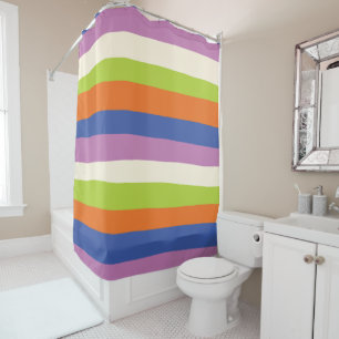 Rideaux De Douche Bleu, orange, violet, vert et