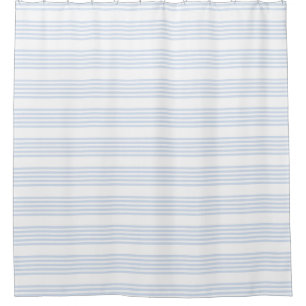 Rideaux De Douche Bleu pâle et blanc cinq bandes motif