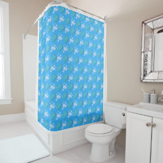 Rideaux de douche bleu pour enfants avec barres de