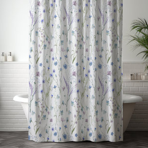 Rideaux De Douche Bleu pourpre joli Fleur sauvage motif floral
