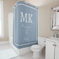Bleu Poussiéreux Monogrammes Moderne Minimaliste T