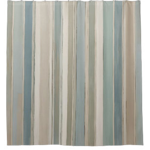 Rideaux De Douche Bleu Poussiéreux Teal Sage Beige Rayure
