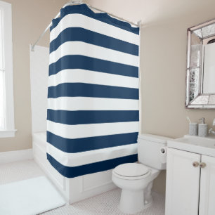Rideaux De Douche Bleu preppy et Blancs
