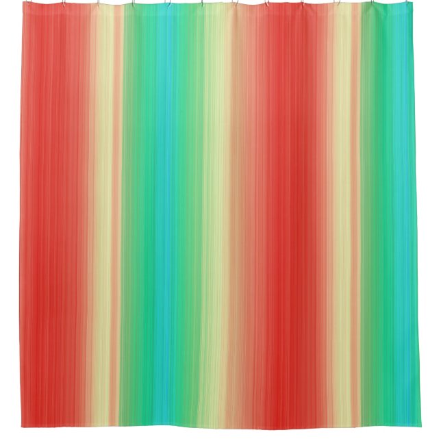 Rideaux De Douche Bleu rouge jaune vert rayures (Devant)