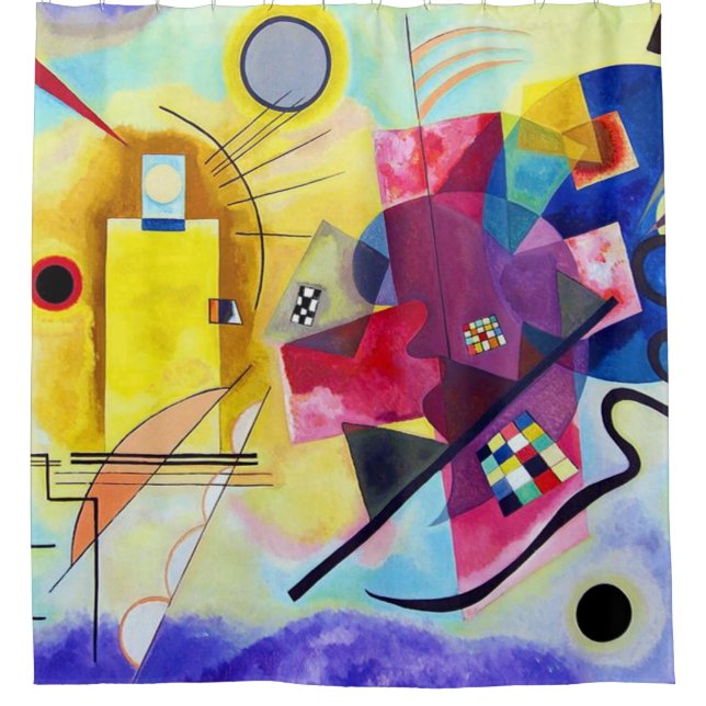 Rideaux De Douche Bleu rouge jaune Wassily Kandinsky (Devant)