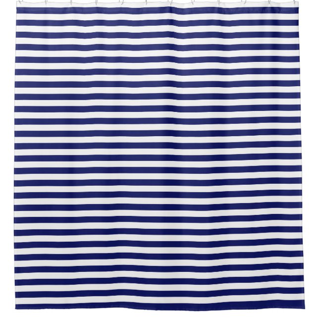 Rideaux De Douche Bleu Sailor Stripe (grande échelle) (Devant)