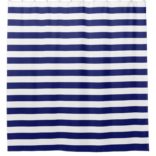 Rideaux De Douche Bleu Sailor Stripe (grande échelle) (Devant)