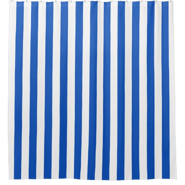 Rideaux De Douche Bleu Saphir Blanc Rayure Verticale NL #0 (Devant)