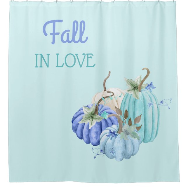 Rideaux De Douche Bleu sarcelle Turquoise Citrouille Automne Fall (Devant)