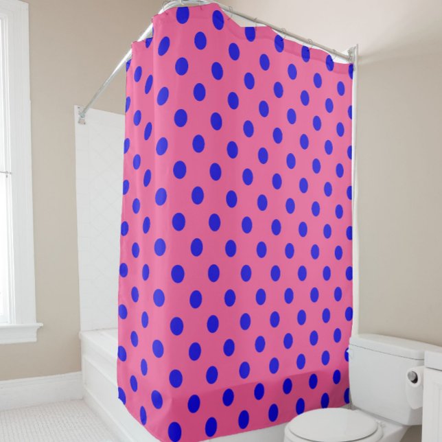 Rideaux De Douche Bleu sur rose Pois design Motif (Créateur téléchargé)
