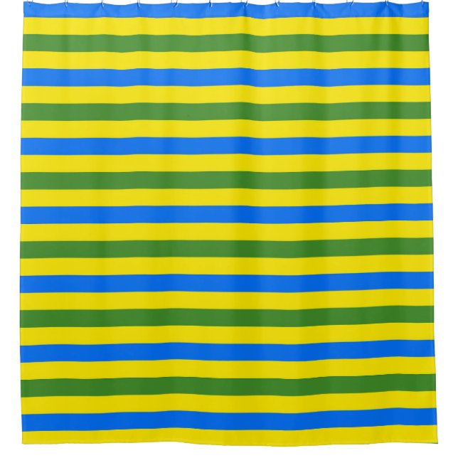 Rideaux De Douche Bleu vert et jaune (Devant)