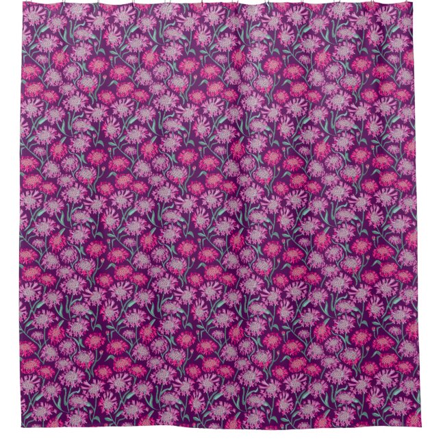 Rideaux De Douche Bleuets au crayon rose burgundy (Devant)
