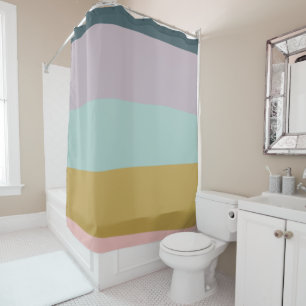 Rideaux De Douche Bloc de couleur Abstrait rayé de Earthy Pastel