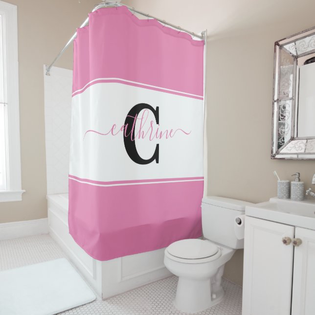 Rideaux De Douche Bloc de couleur personnalisé (En situation)