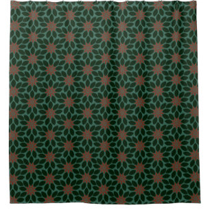 Rideaux De Douche Bloc Imprimer Carrelage Fleurs vert foncé rouge