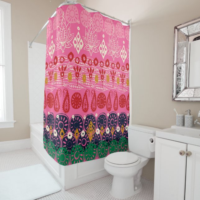 Rideaux De Douche bloc lotus rose (En situation)