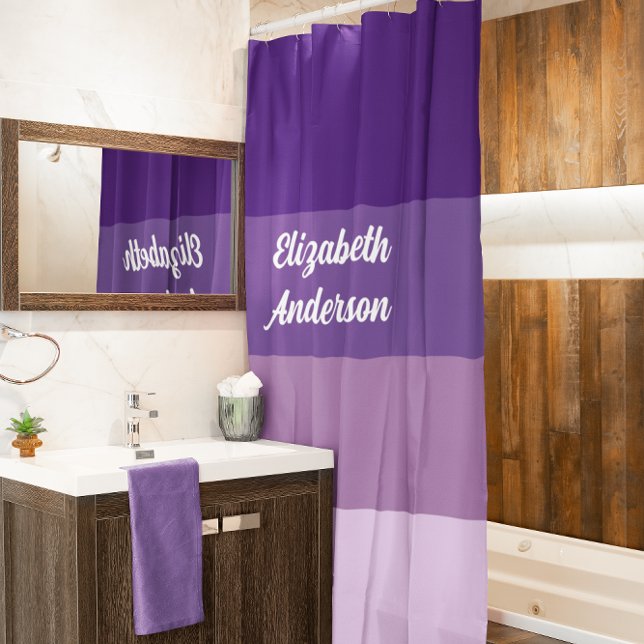 Rideaux De Douche Blocage couleur violet bande horizontale (Créateur téléchargé)
