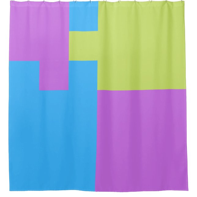 Rideaux De Douche Blocs couleur gras bleu vert rose 7 (Devant)