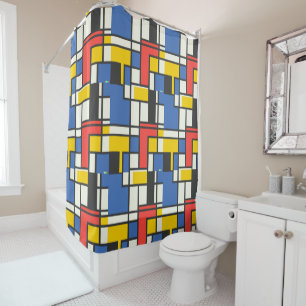 Rideaux De Douche Blocs de couleurs de style mondrique